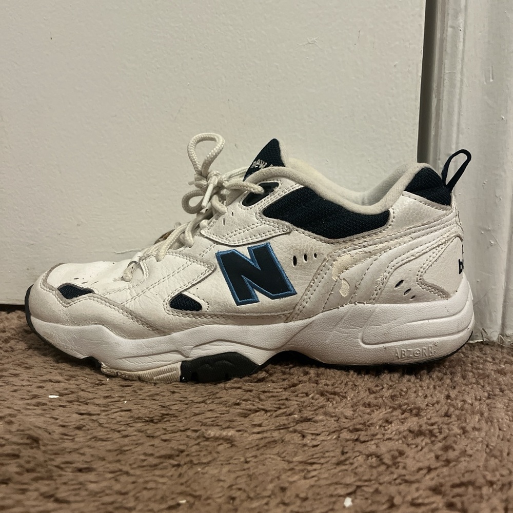 New Balance White and Navy 608 Shoes